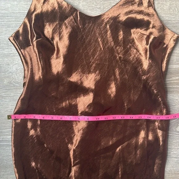 NEW ASOS DESIGN scoop back bias cut satin maxi dress in chocolate 10 - Picture 10 of 13